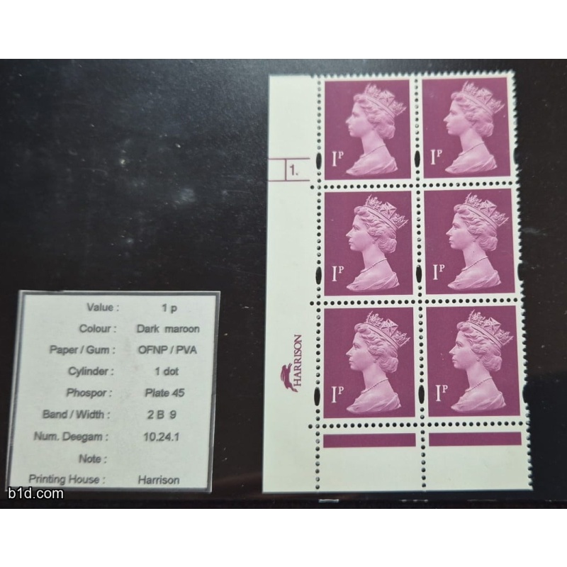 1 p OFNP/PVA block 6 cyl 1 dot  MNH