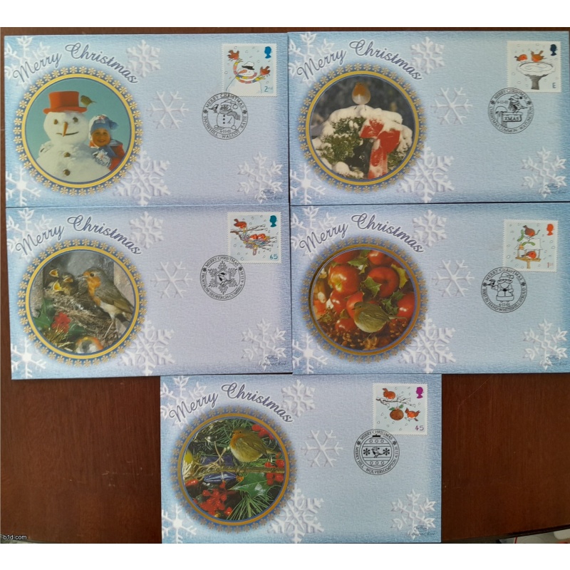 2000 Christmas Stamps on Benham First Day Covers. Individual covers, lovely set of 5.