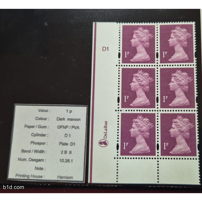 1 p OFNP/PVA block 6 cyl D1 no dot  MNH