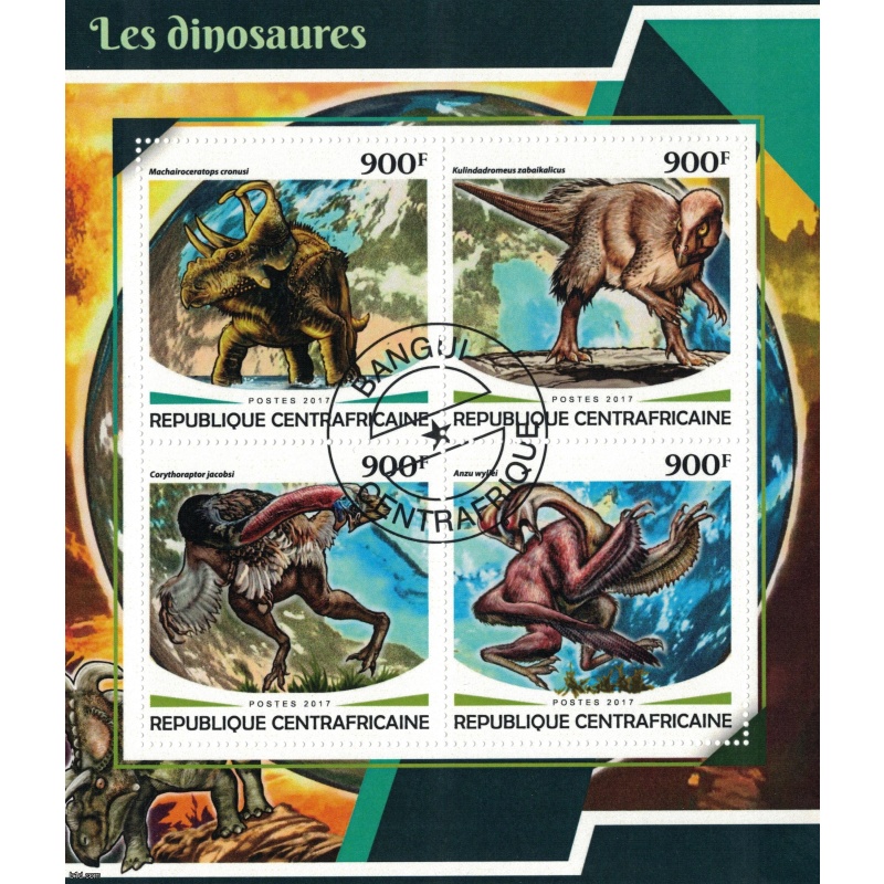 CENTRAL AFRICA 2017 - Dinosaurs/complete set (sheet+block)