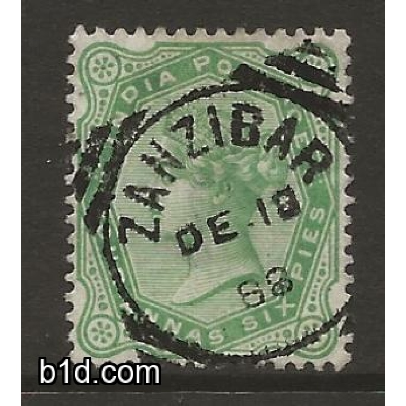 Zanzibar 1882-6 4a6 Yellow green, SGZ52, F/U