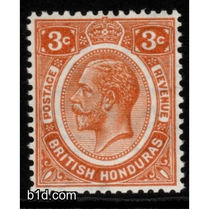 BRITISH HONDURAS SG129 1933 3c ORANGE MTD MINT