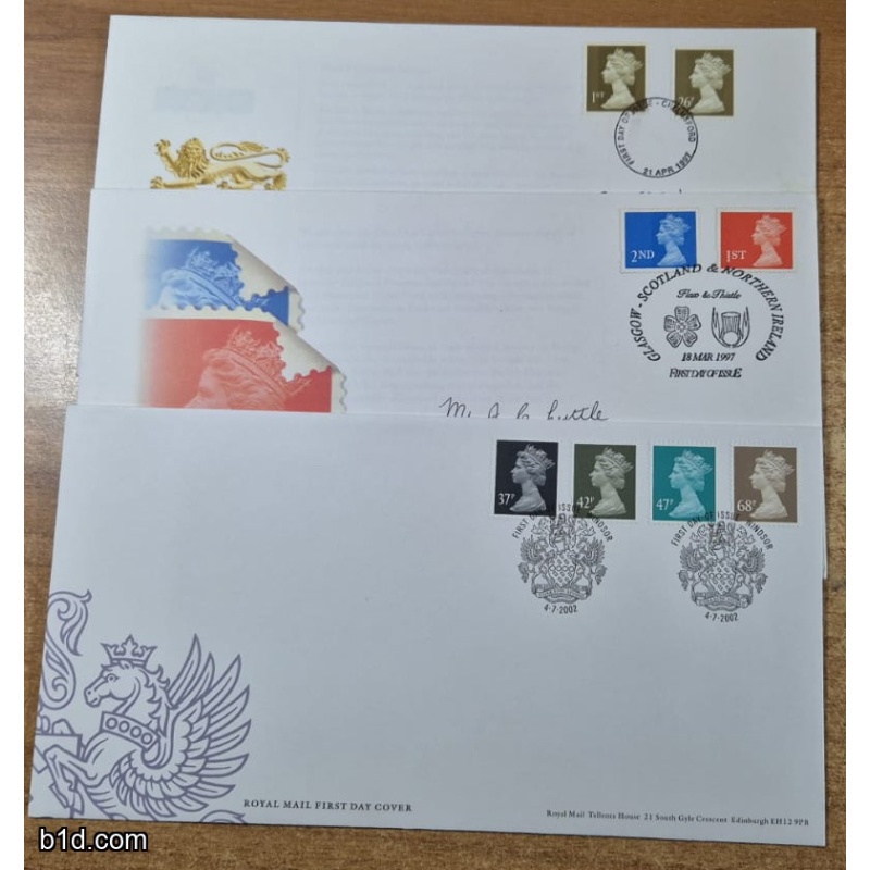 2002  - 1997 3 First Day Cover machin