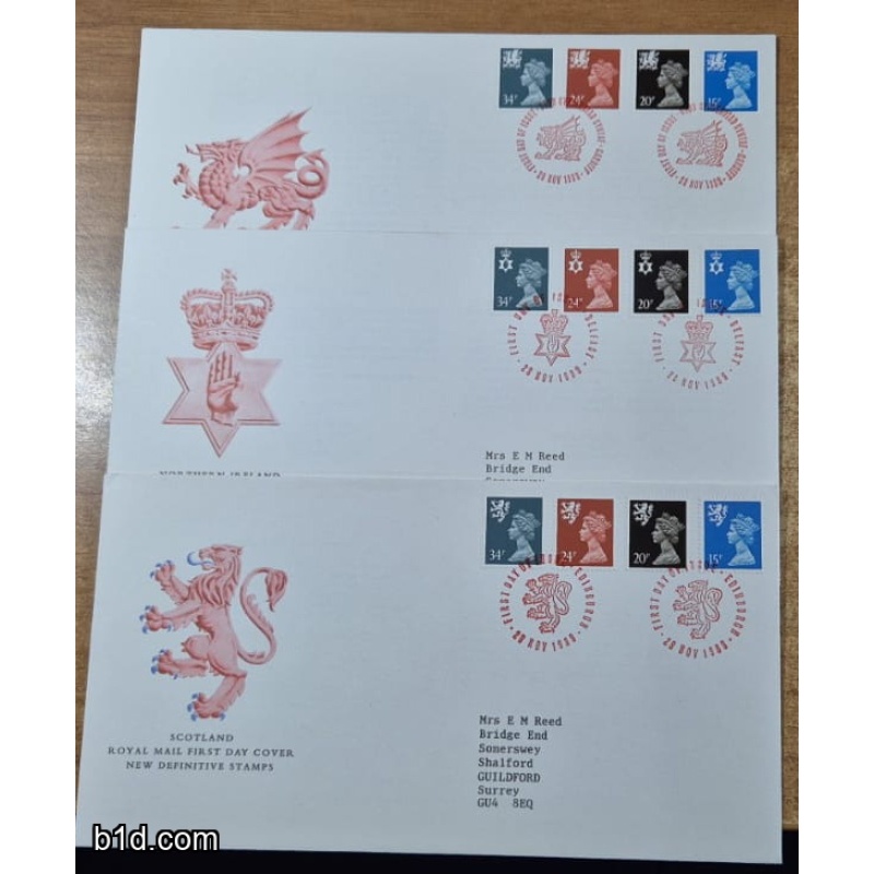 1989 3 First Day Cover regional machin