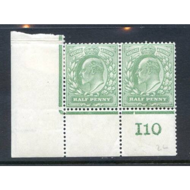 KEV11 1 2d Pale Yellowish Green I10(P) Mounted Mint Control Pair