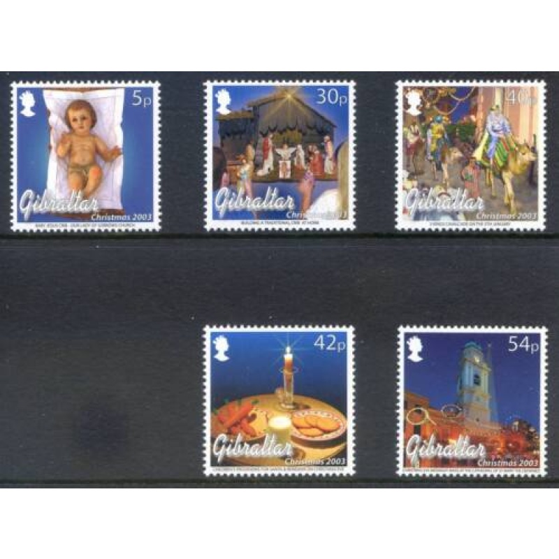 2003 Gibraltar Christmas Set SG1066 1071 Unmounted Mint