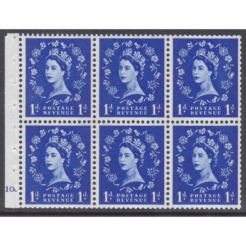 SB54 Wilding Booklet pane 9.5mm phos perf Ie Top Cyl 10 Dot UNMOUNTED MNT