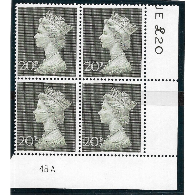 1970 20p Decimal Machin Cylinder 48A UNMOUNTED MINT