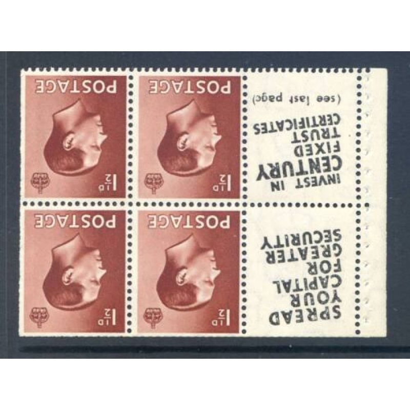 KEV111 1 1 2d Red Brown Advertising Booklet Pane SGPB5a(12) Unmounted Mint