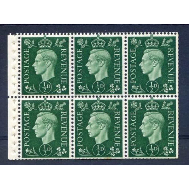 KGV1 1 2d Green Booklet Pane SGQB1 Unmounted Mint