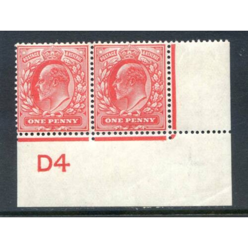 KEV11 1d Scarlet D4 (P I) Control Pair Unmounted Mint