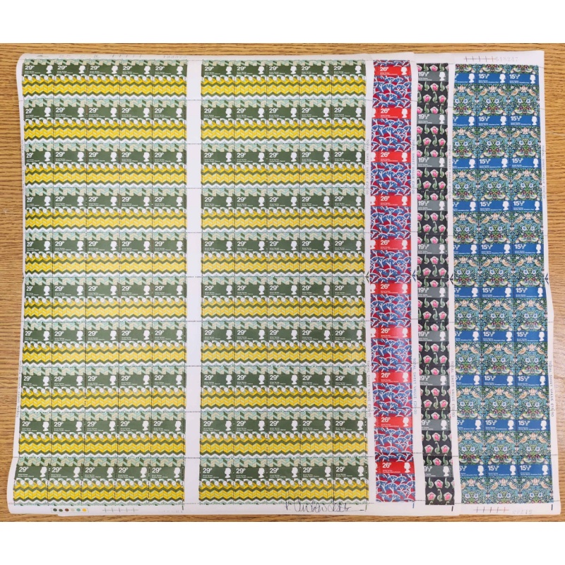 1982 British textiles full set in sheets signed by stamp designer U M