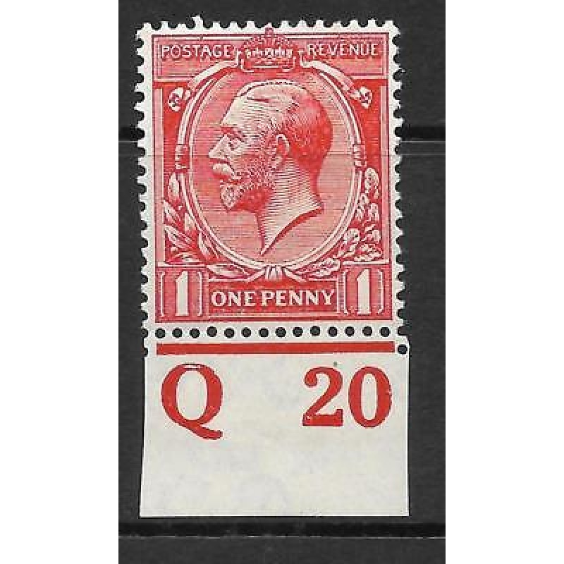 N16(5) 1d Brick Red Royal Cypher Control Q 20 imperf MOUNTED MINT