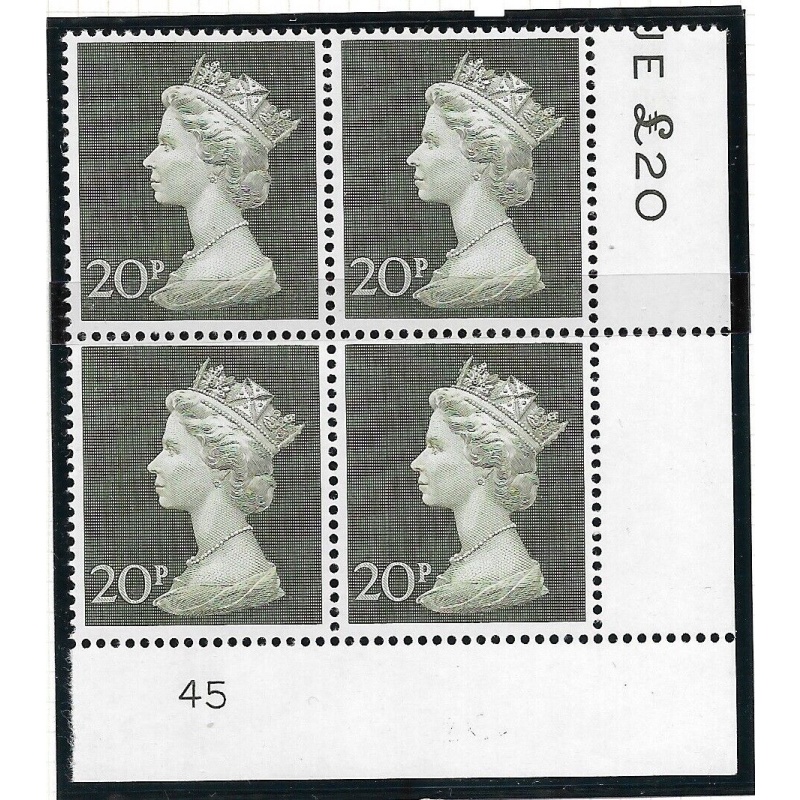 1970 20p Decimal Machin Cylinder 45 UNMOUNTED MINT