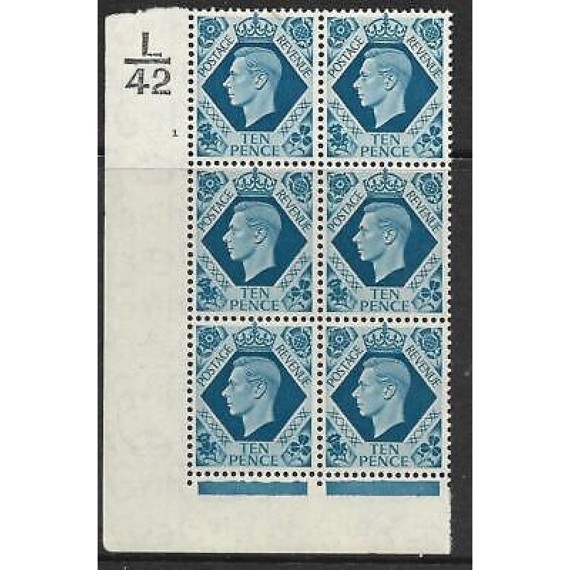 1939 10d Turquoise-blue L42 1 No Dot perf 5(I E) UNMOUNTED MINT