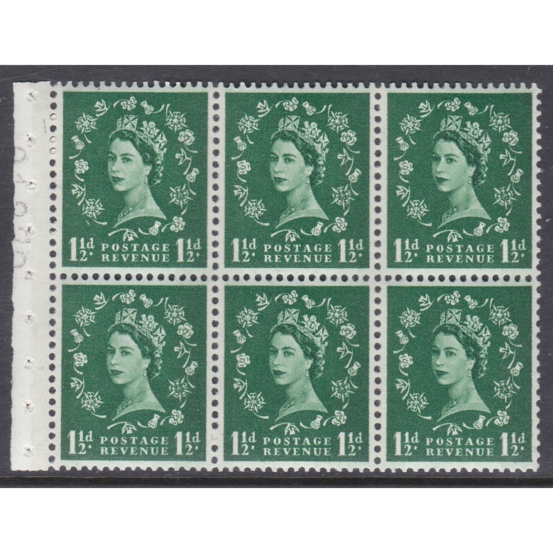 SB71 Wilding booklet pane Green Phosphor perf type I UNMOUNTED MNT