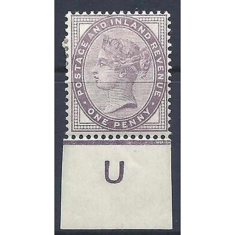 1d lilac control U imperf single with jubilee line MOUNTED MINT