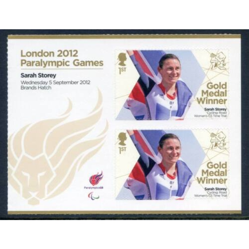 GB London 2012 Paralympics Sarah Storey Gold 1st Class MNH SG3394a