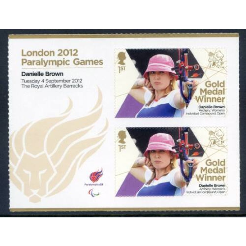 GB London 2012 Paralympics Danielle Brown Gold 1st Class MNH SG3390a