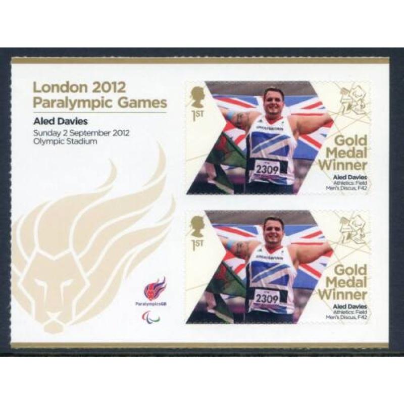 GB London 2012 Paralympics Aled Davies Gold 1st Class MNH SG3382a