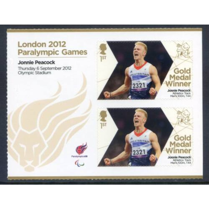 GB London 2012 Paralympics Jonnie Peacock Gold 1st Class MNH SG3402a