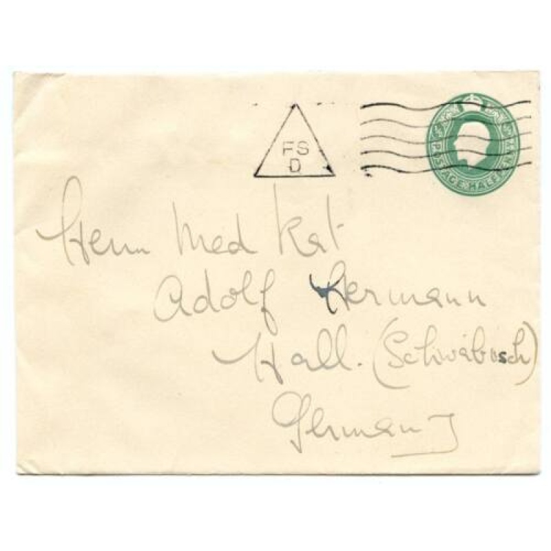 GB Postal Stationery Envelope FSD Cancel to Germany