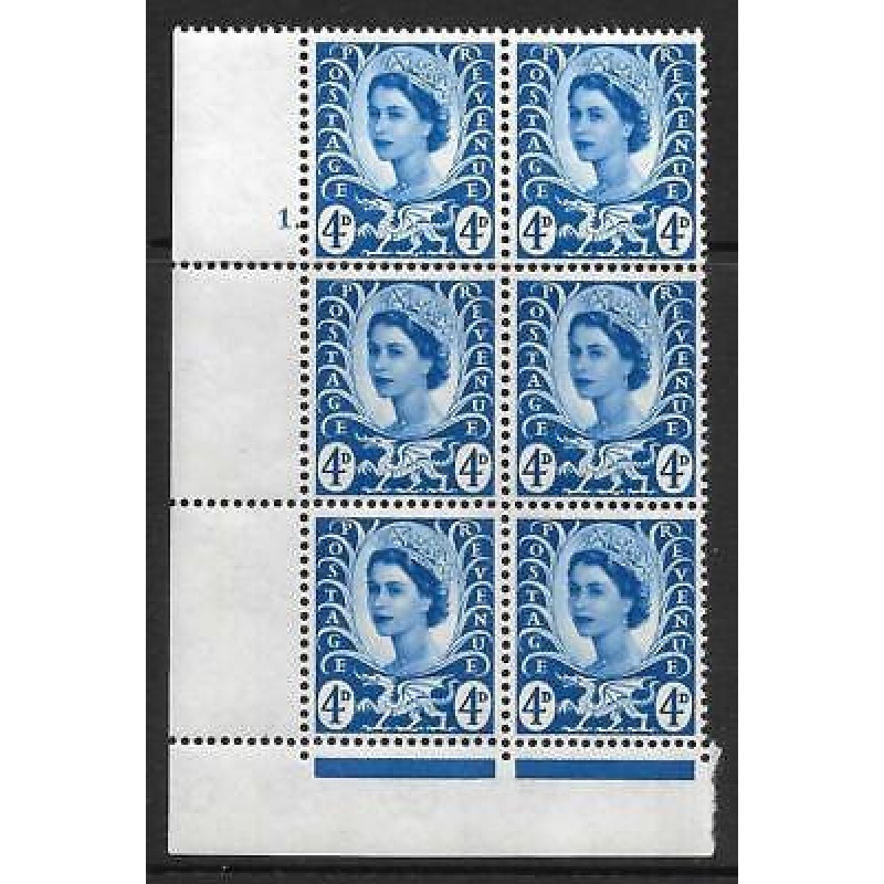 Sg XW6 4d Wales 2 x 9.5mm Cyl 1 Dot perf F L(P E) UNMOUNTED MINT