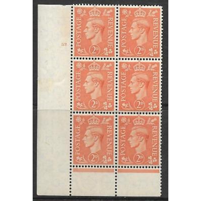 1937 2d Orange 52 No Dot perf 6(I P) block 6 UNMOUNTED MINT MNH