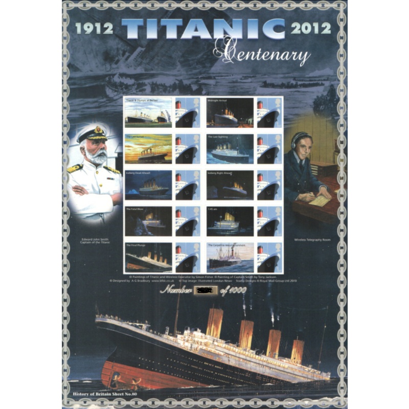 BC-360 2012 Titanic no. 275 Smiler Sheet  UNMOUNTED MINT