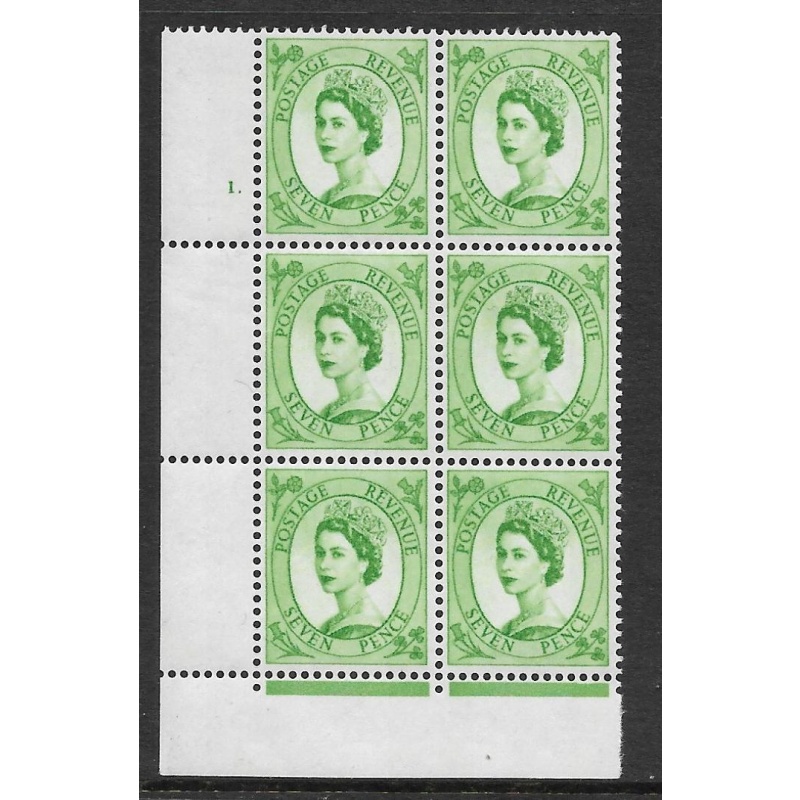 7d Wilding Violet Phosphor 9.5mm cyl 1 Dot perf type F(L) UNMOUNTED MINT MNH