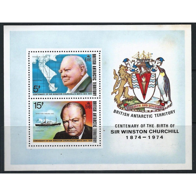 British Antarctic Territory Sg MS63 - Sir Winston Churchill Sheet 1974 MNH