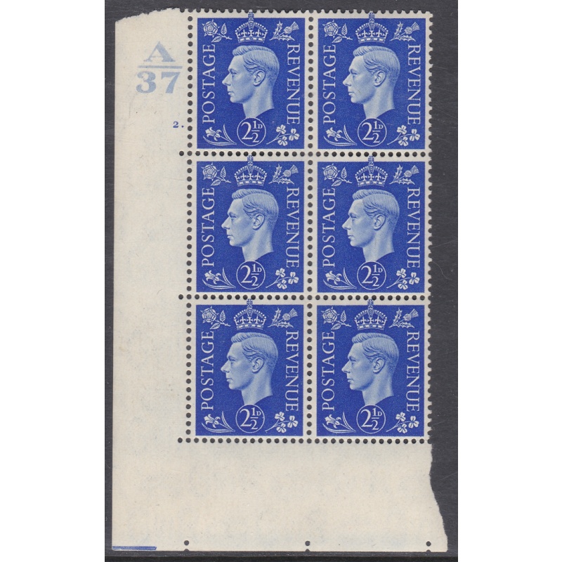 2d Blue Dark colours A37 2 Dot Perf 5(E I) block 6 UNMOUNTED MINT