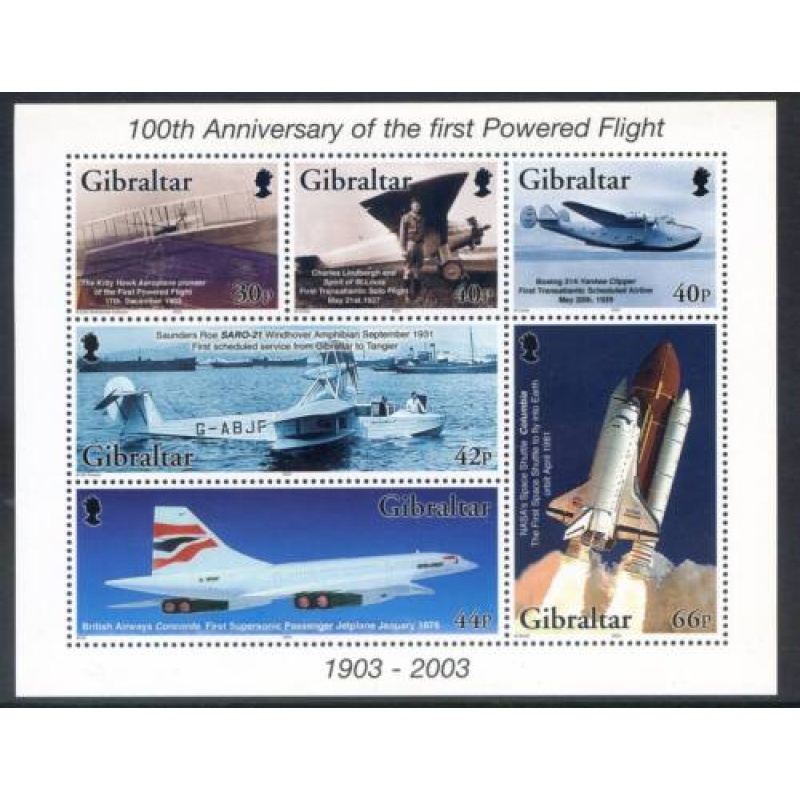 2003 Gibraltar Powered Flight Set SGMS1051 Unmounted Mint