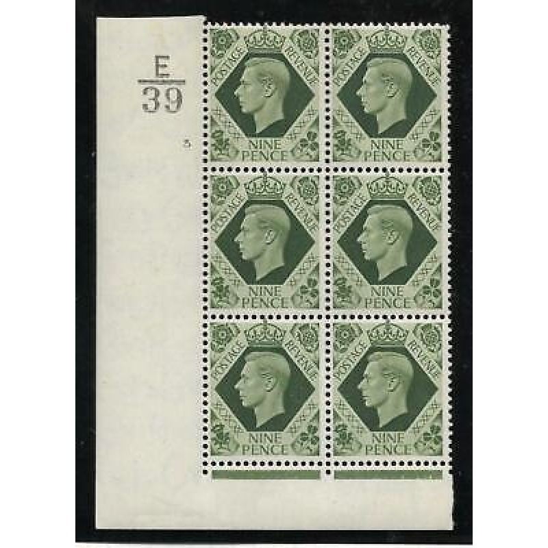 Sg 473a 9d Green Dark colours E39 3 No Dot perf 5(I E) block 6 UNMOUNTED MINT