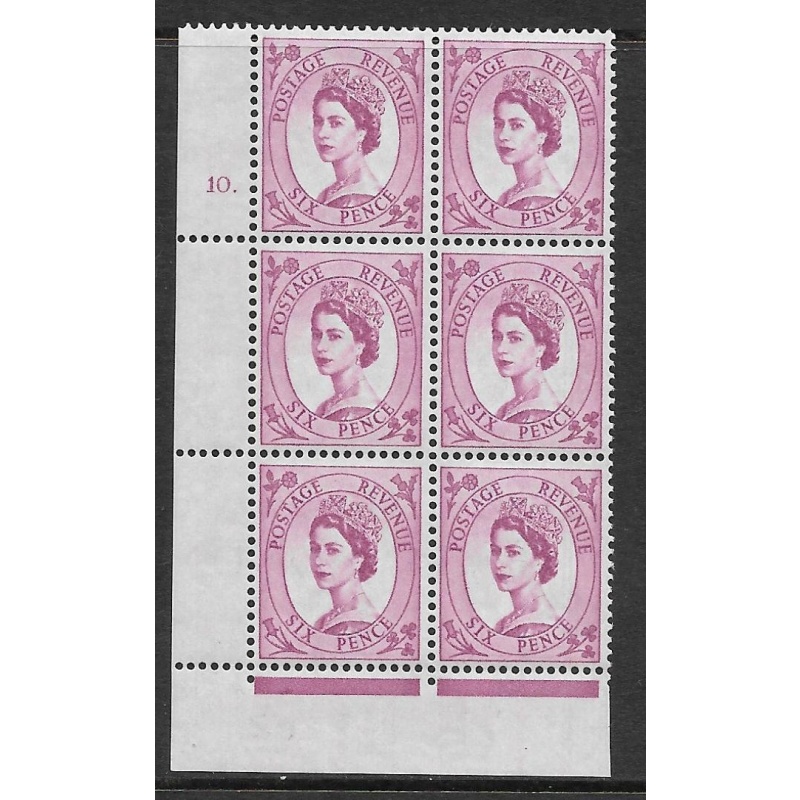 6d Wilding Violet Phosphor 9.5mm cyl 10 Dot perf type F(L)(P E) UNMOUNTED MINT