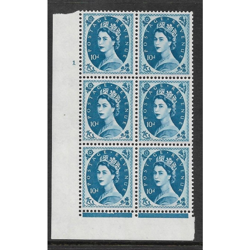 10d Wilding Violet Phos 9.5mm cyl 1 No Dot perf type F(L) UNMOUNTED MINT