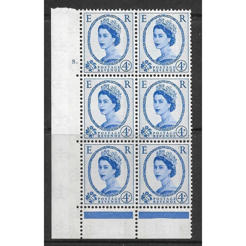 4d Wilding Blue Phosphor on Cream cyl 8 Dot perf type C(E P) UNMOUNTED MINT MNH