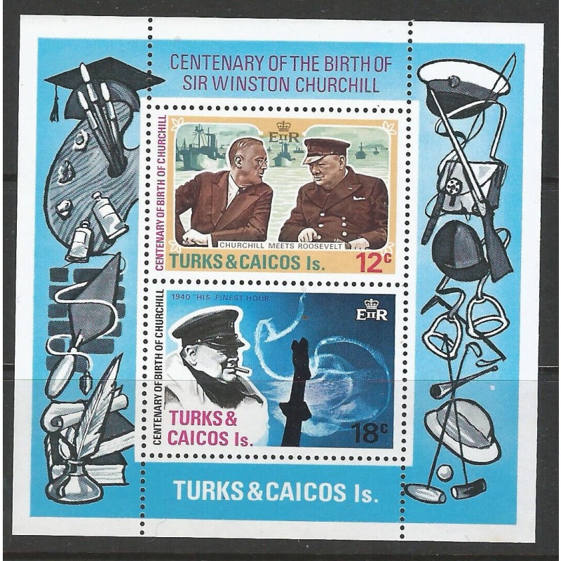 Turks  Caicos Islands - Sg MS432 - Birth Centenary of Sir Winston Churchill MNH