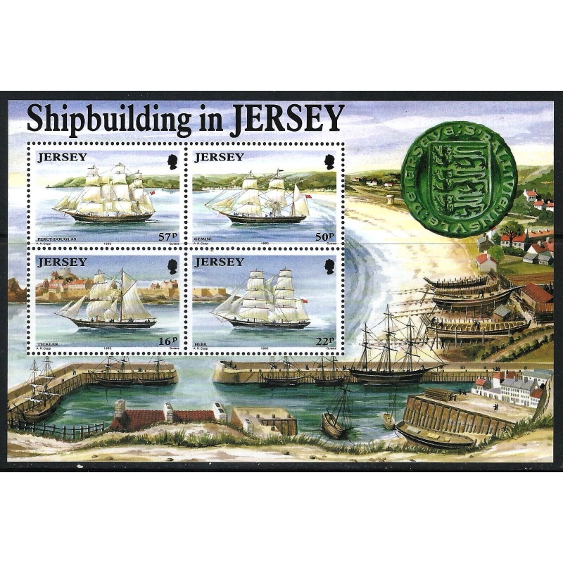 Jersey SgMS585 - Full set mini sheet 1992 Jersey Shipbuilding MNH