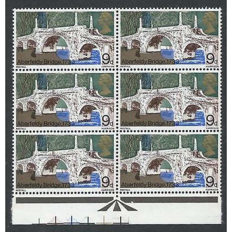 1968 Bridges 9d Listed Flaws - Harrison  Restall Redrawn - R18 3  18 4 - MNH