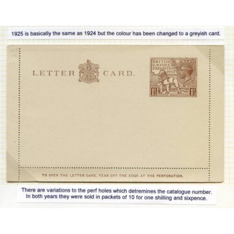 British Empire Exhibition 1 1 2d 1925 Letter Card Unused