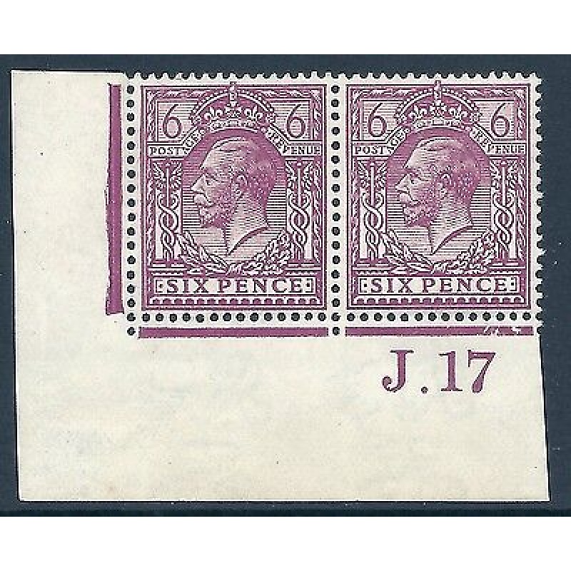 N26(3) 6d Reddish Purple Royal Cypher control J Dot 17 imperf UNMOUNTED MINT