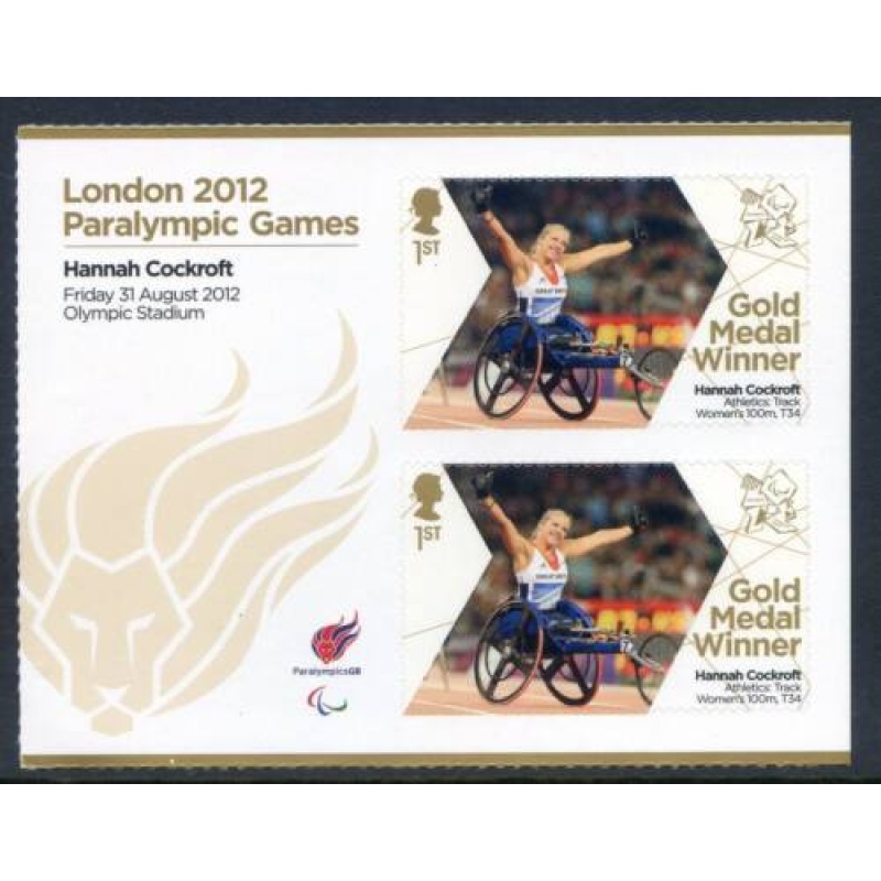 GB London 2012 Paralympics Hannah Cockroft Gold 1st Class MNH SG3375a