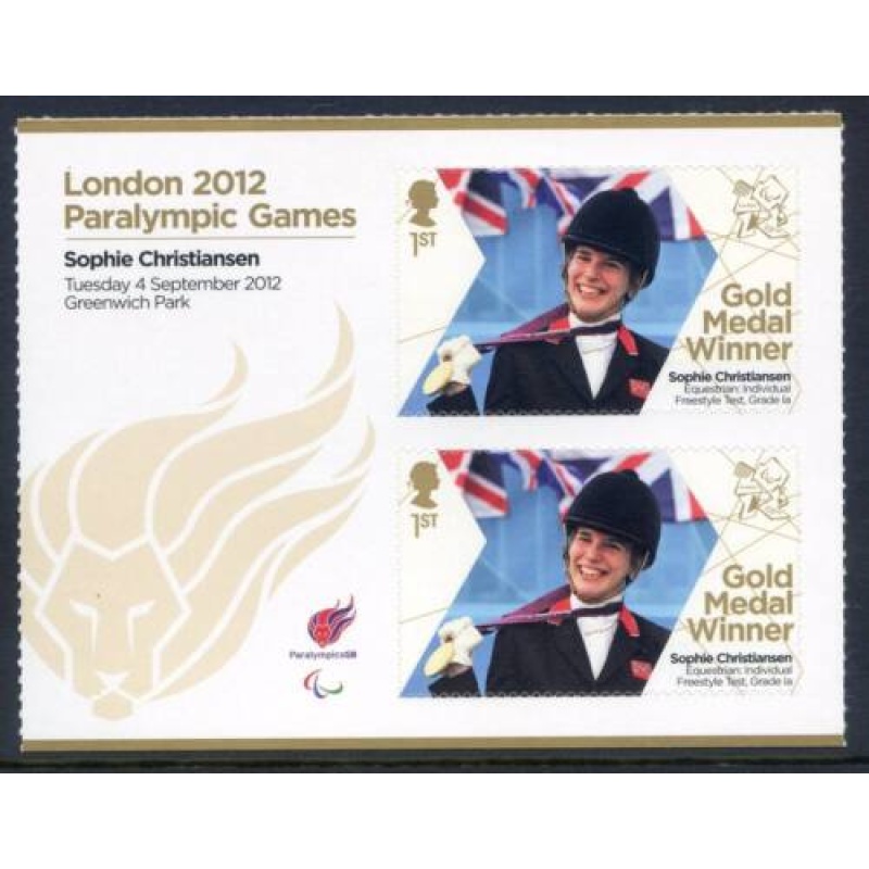 GB London 2012 Paralympics Sophie Christiansen Gold 1st Class MNH SG3392a