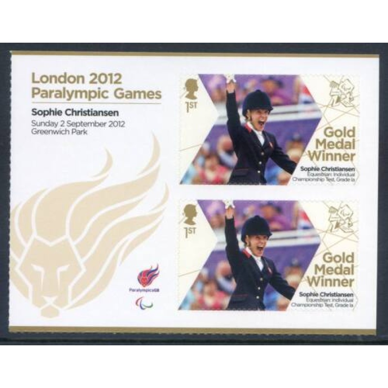 GB London 2012 Paralympics Sophie Christiansen Gold 1st Class MNH SG3385a