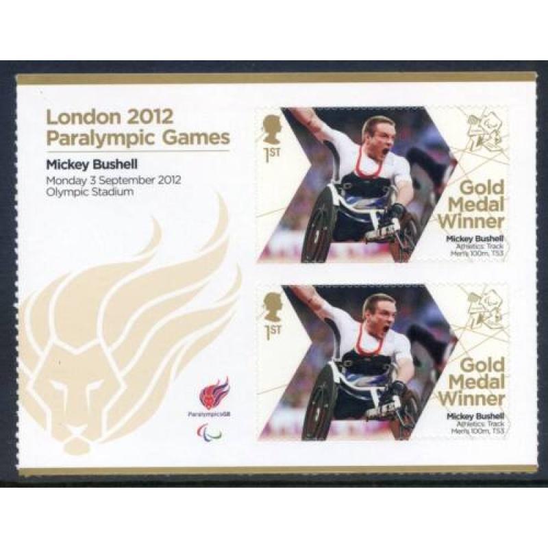 GB London 2012 Paralympics Mickey Bushell Gold 1st Class MNH SG3389a