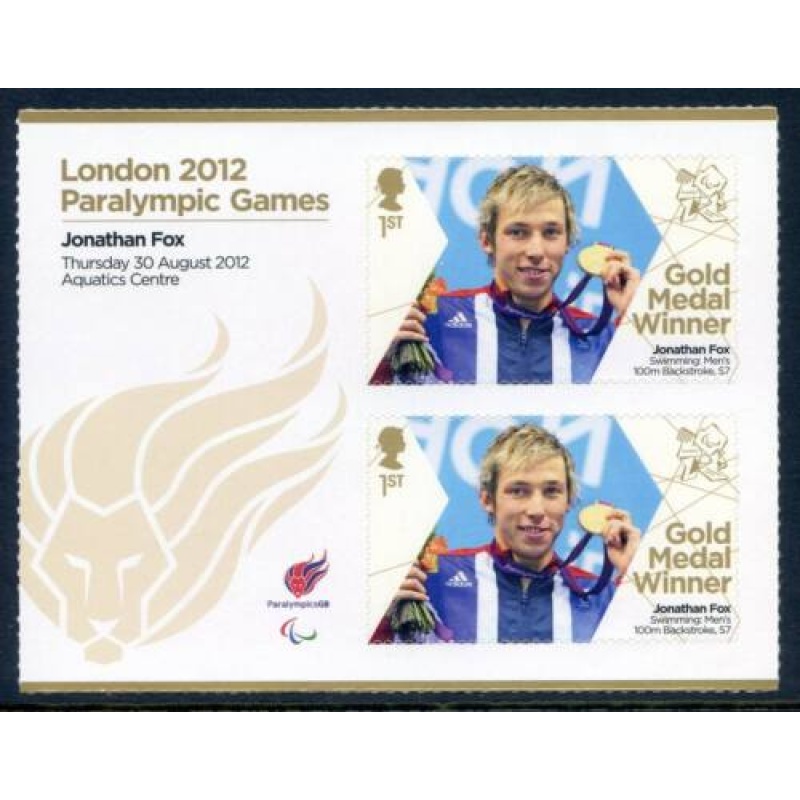 GB London 2012 Paralympics Jonathan Fox Gold 1st Class MNH SG3373a