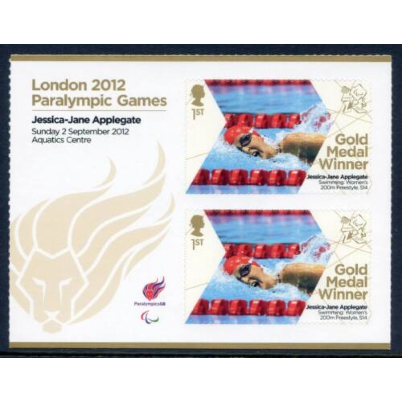 GB London 2012 Paralympics Jessica- Jane Applegate Gold 1st Class MNH SG3384a