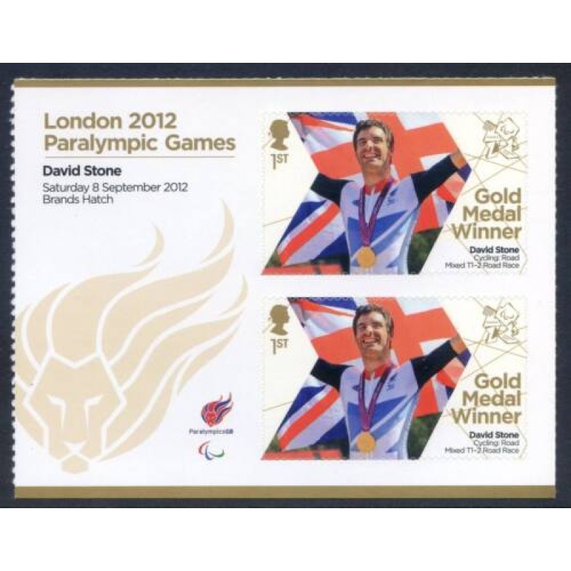 GB London 2012 Paralympics David Stone Gold 1st Class MNH SG3404a