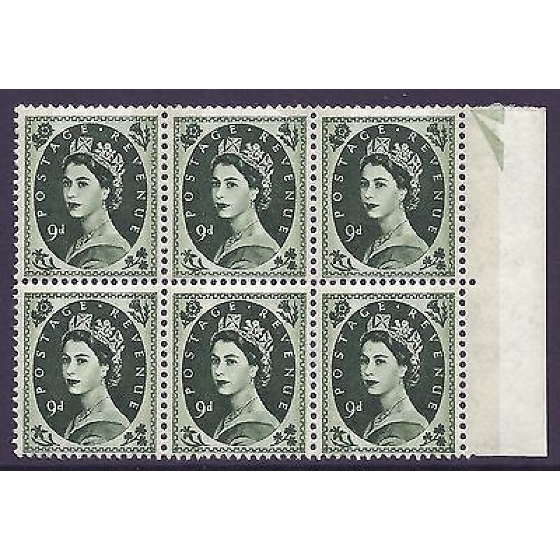 S128c 9d Wilding Violet Phos variety - Frame Break R.11 11 UNMOUNTED MINT MNH